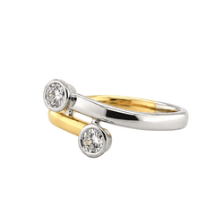 Bague Toi & Moi en or jaune, platine et diamants - Castafiore