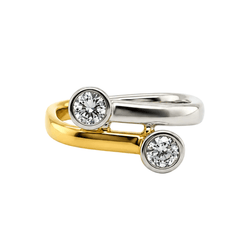 Bague Toi & Moi en or jaune, platine et diamants - Castafiore