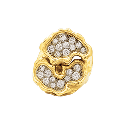 Bague Toi & Moi en or jaune, platine et diamants - Castafiore