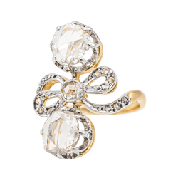 Bague Toi & Moi en or jaune, platine et diamants - Castafiore