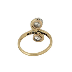 Bague Toi & Moi en or jaune, platine et diamants - Castafiore