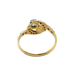 Bague Toi & Moi en or jaune, platine, perle et diamants - Castafiore