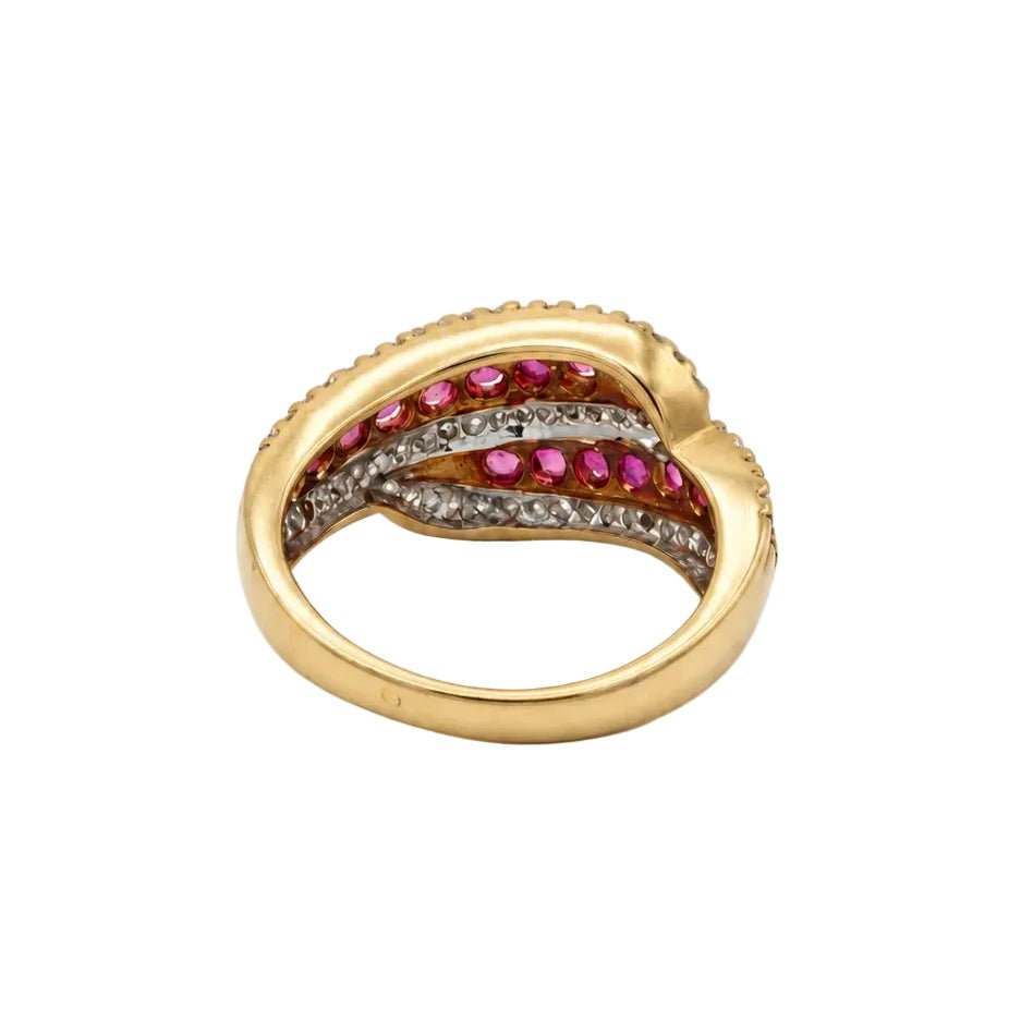 Bague Toi & Moi en or jaune, rubis et diamants - Castafiore