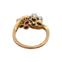 Bague Toi & Moi en or jaune, rubis et diamants - Castafiore