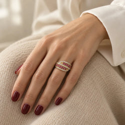 Bague Toi & Moi en or jaune, rubis et diamants - Castafiore