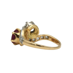 Bague Toi & Moi en or jaune, rubis et diamants - Castafiore