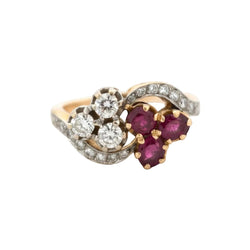 Bague Toi & Moi en or jaune, rubis et diamants - Castafiore