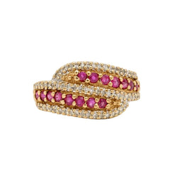 Bague Toi & Moi en or jaune, rubis et diamants - Castafiore