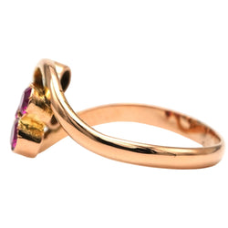 Bague Toi & Moi en or jaune, rubis et perles - Castafiore