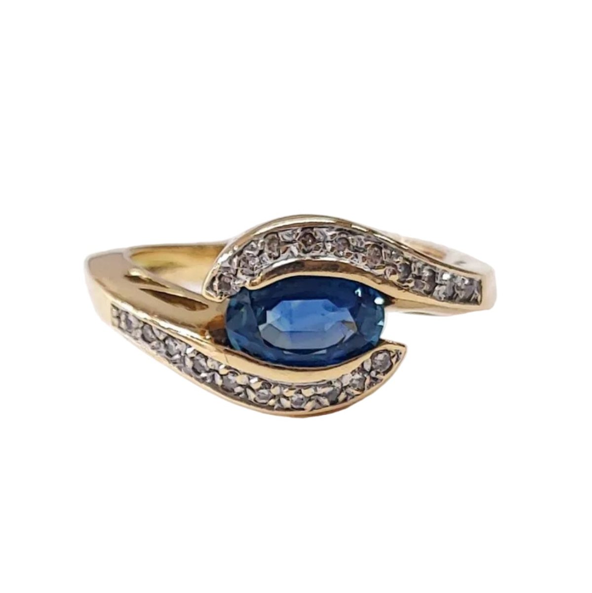 Bague Toi & Moi en or jaune, saphir et diamants - Castafiore