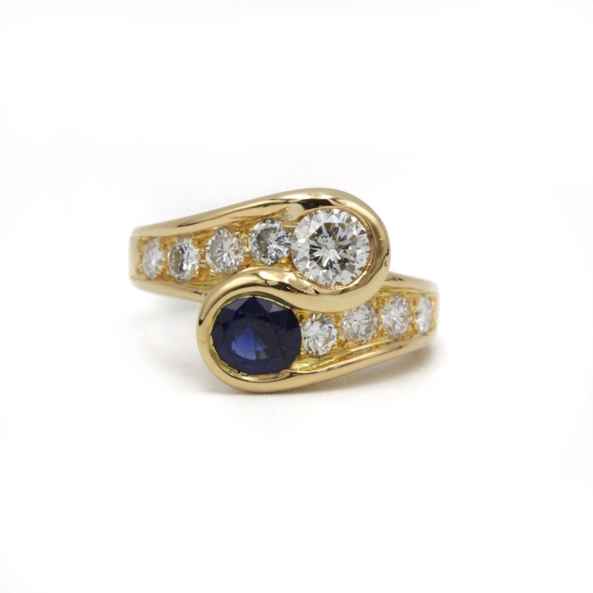 Bague Toi & Moi en or jaune , saphir et diamants - Castafiore