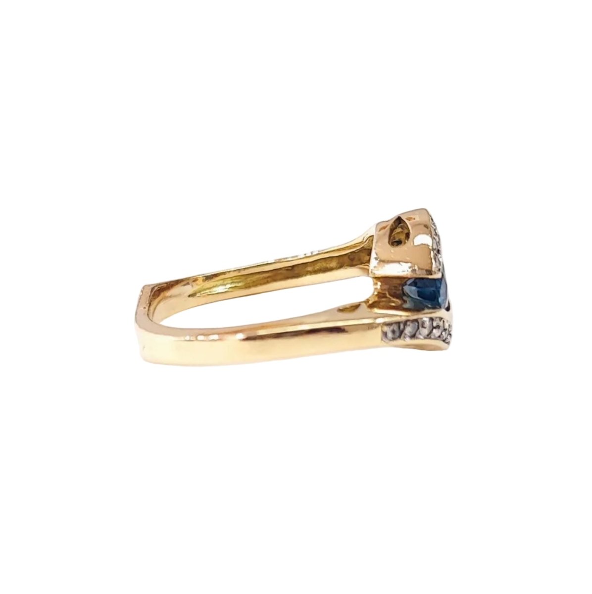 Bague Toi & Moi en or jaune, saphir et diamants - Castafiore