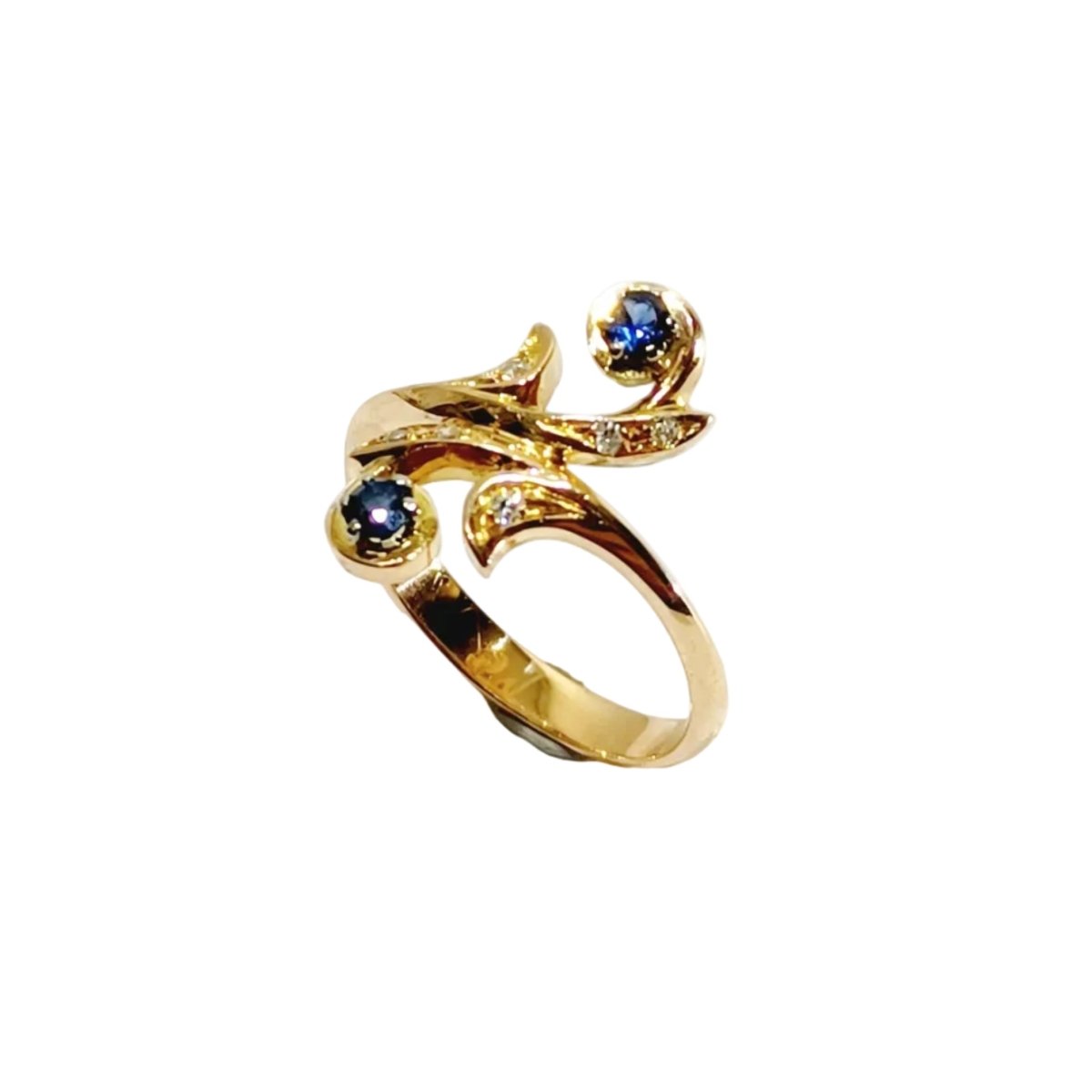 Bague Toi & Moi en or jaune, saphirs et diamants - Castafiore