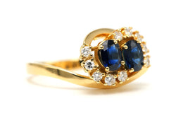 Bague Toi & Moi en or jaune, saphirs et diamants - Castafiore