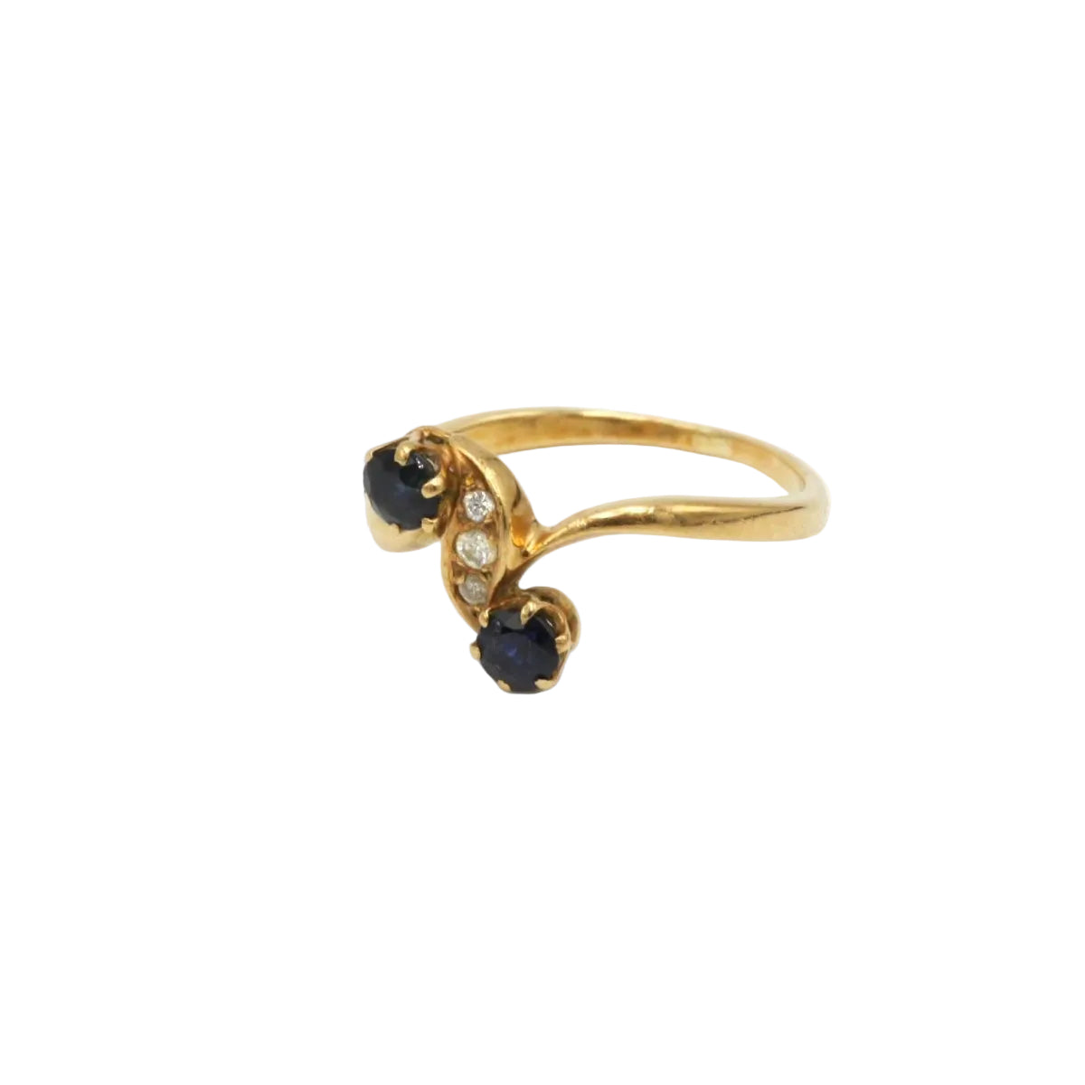 Bague Toi & Moi en or jaune, saphirs et diamants - Castafiore