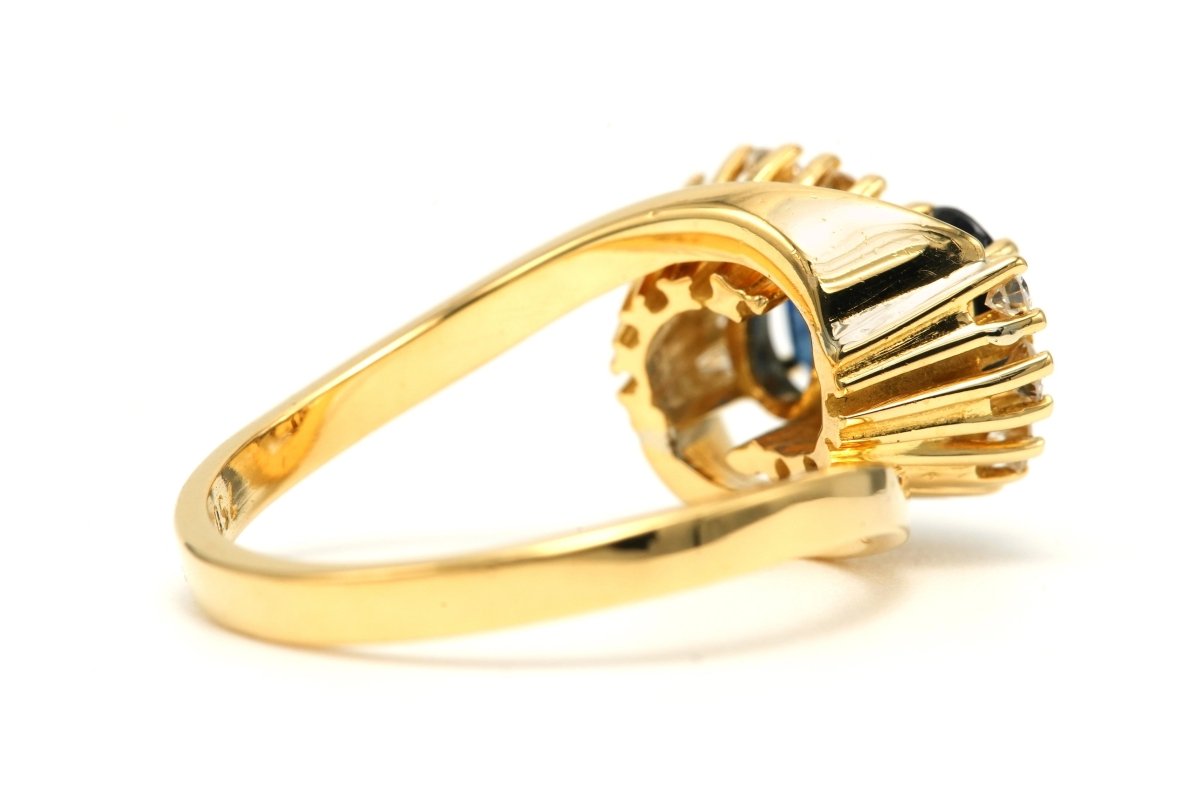Bague Toi & Moi en or jaune, saphirs et diamants - Castafiore