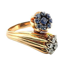 Bague Toi & Moi en or jaune, saphirs et diamants - Castafiore
