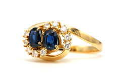 Bague Toi & Moi en or jaune, saphirs et diamants - Castafiore