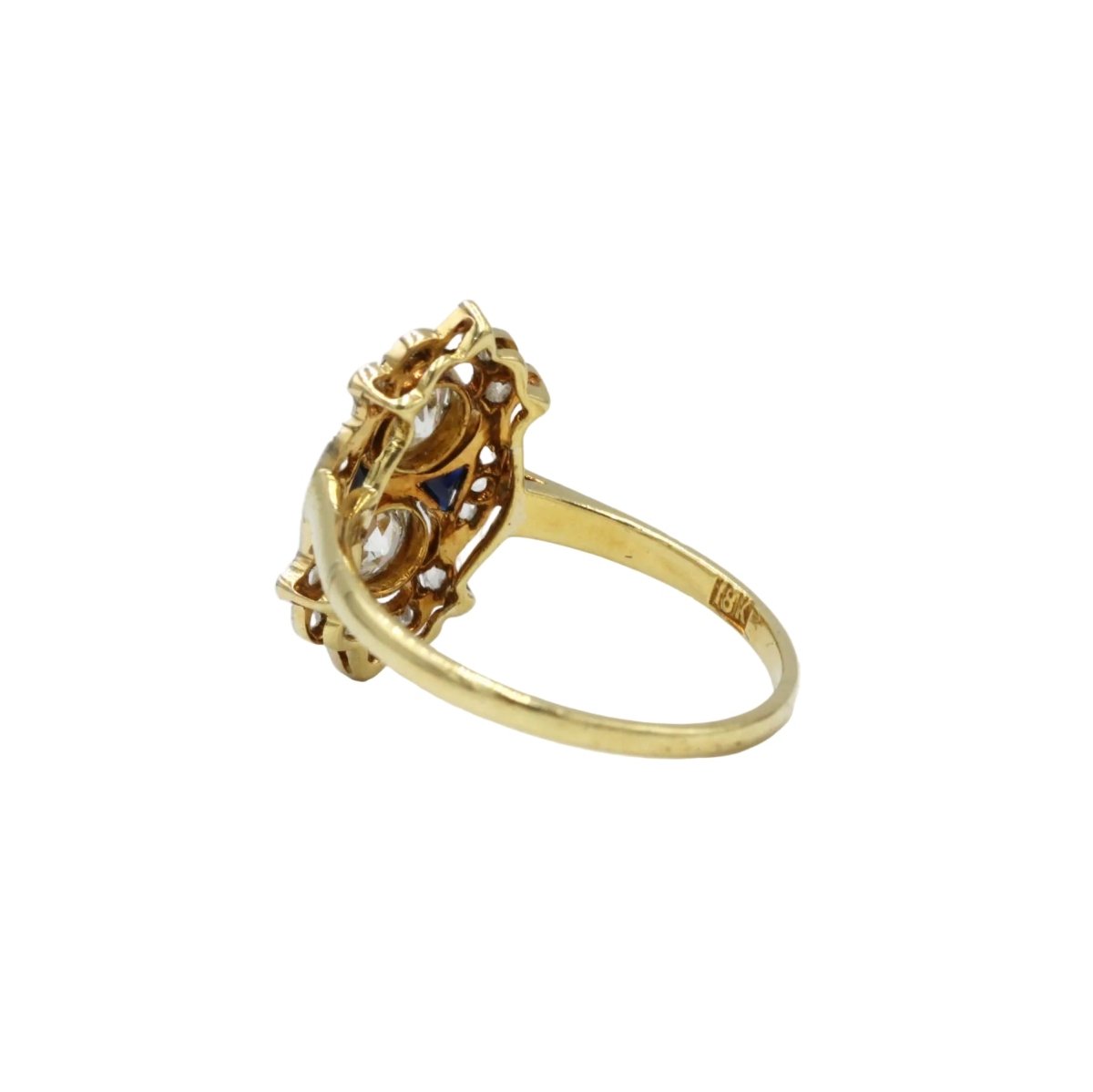 Bague Toi & Moi en or jaune, saphirs et diamants - Castafiore