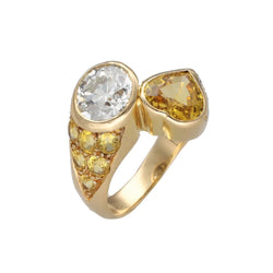 Bague Toi & Moi en or jaune, saphirs et diamants - Castafiore