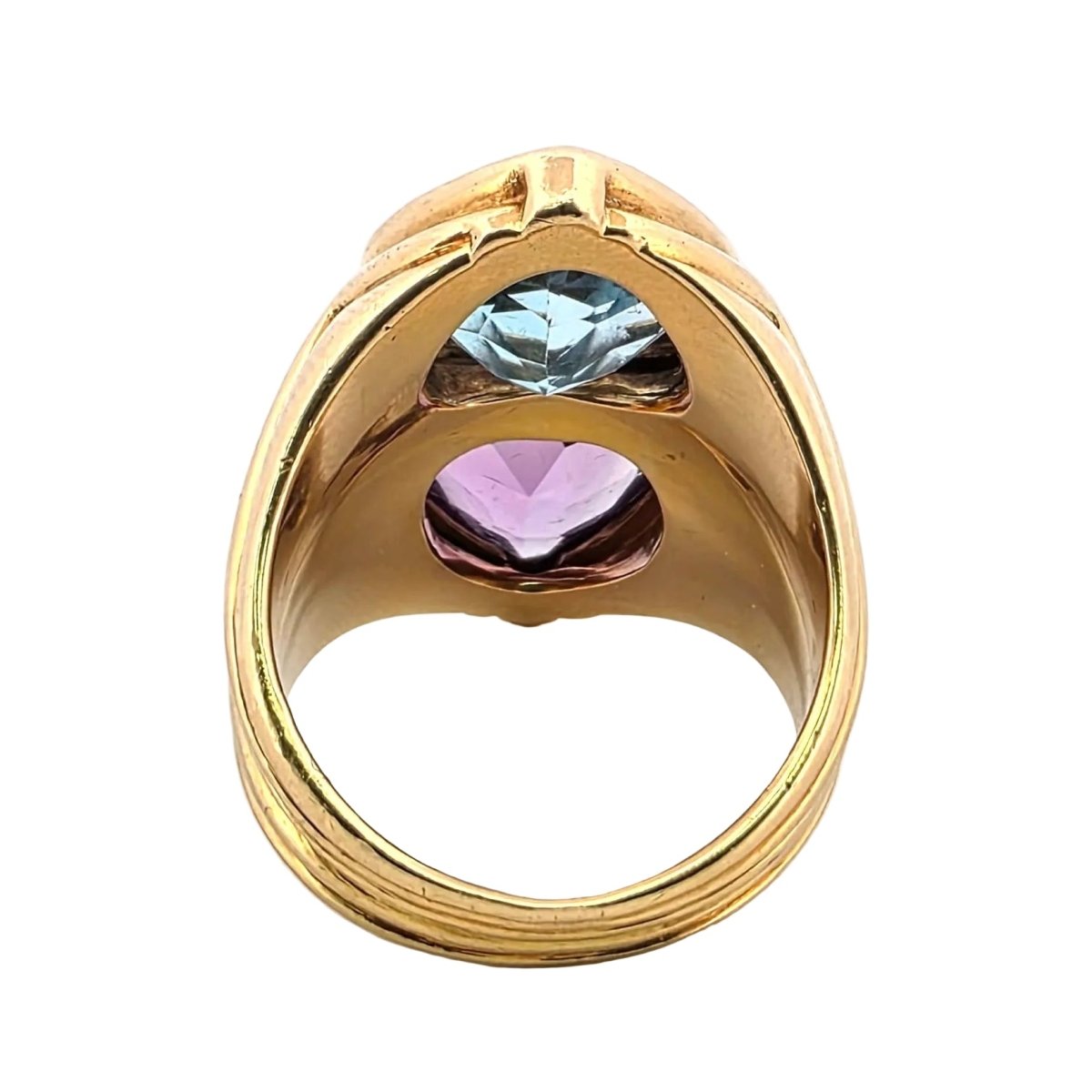 Bague Toi & Moi en or jaune, topaze et ambre - Castafiore