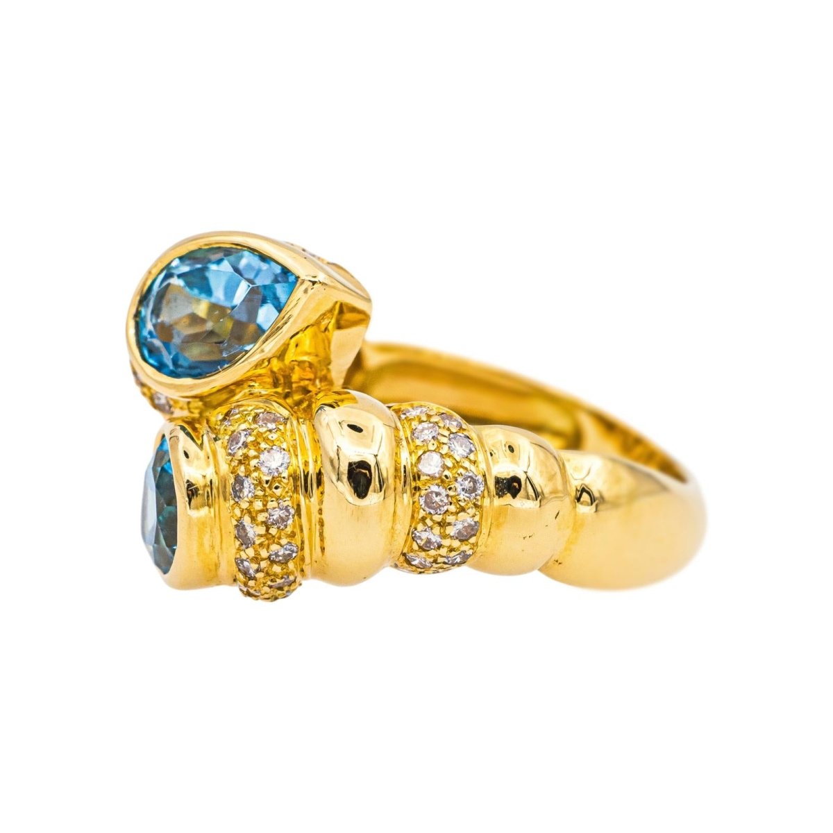 Bague Toi & Moi en or jaune, topazes et diamants - Castafiore