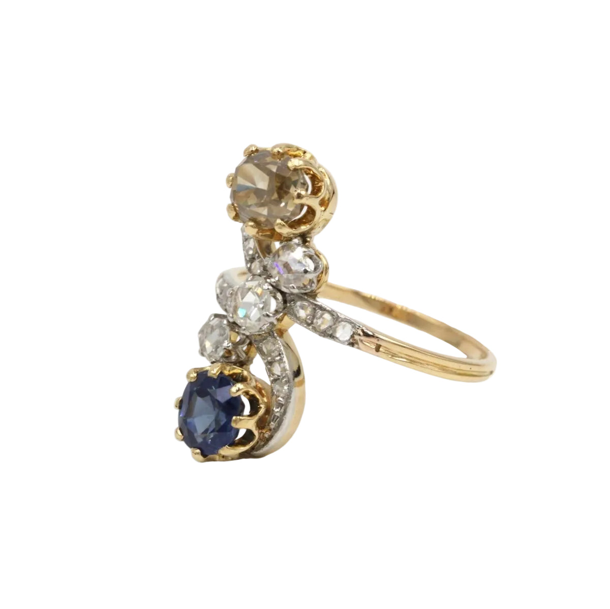 Bague Toi & Moi en or, platine, saphir et diamants - Castafiore