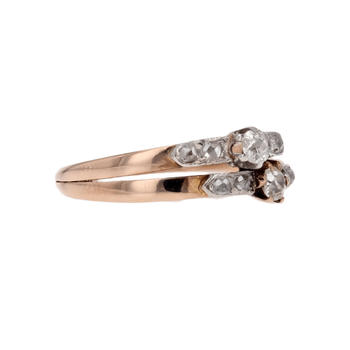Bague Toi & Moi en or rose et diamants - Castafiore