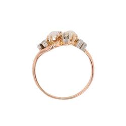 Bague Toi & Moi en or rose, perles et diamants - Castafiore