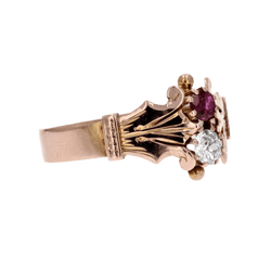 Bague Toi & Moi en or rose, rubis et diamant - Castafiore