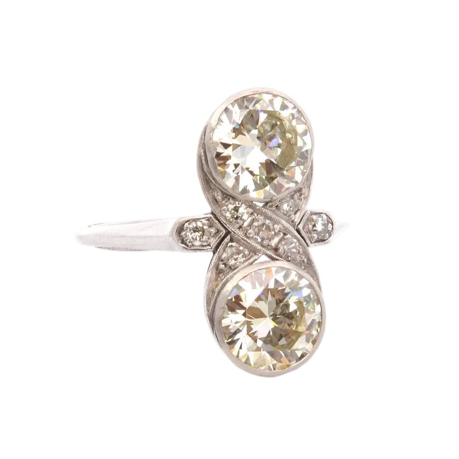 Bague Toi & Moi en platine et diamants - Castafiore