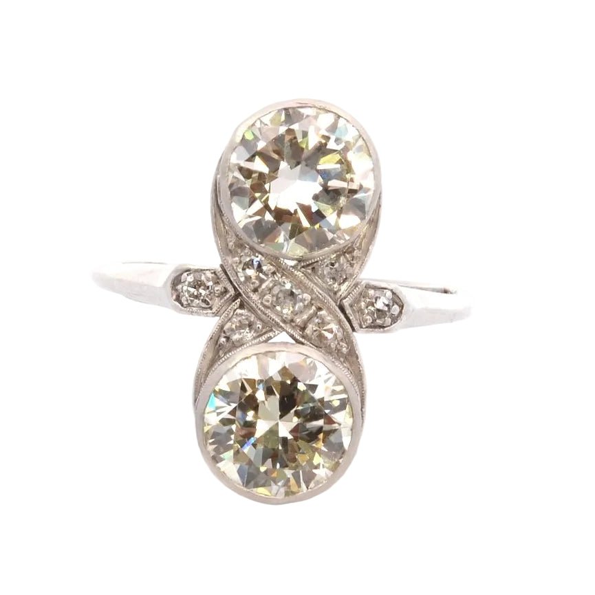 Bague Toi & Moi en platine et diamants - Castafiore