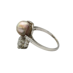Bague Toi & Moi en platine, perle et diamants - Castafiore