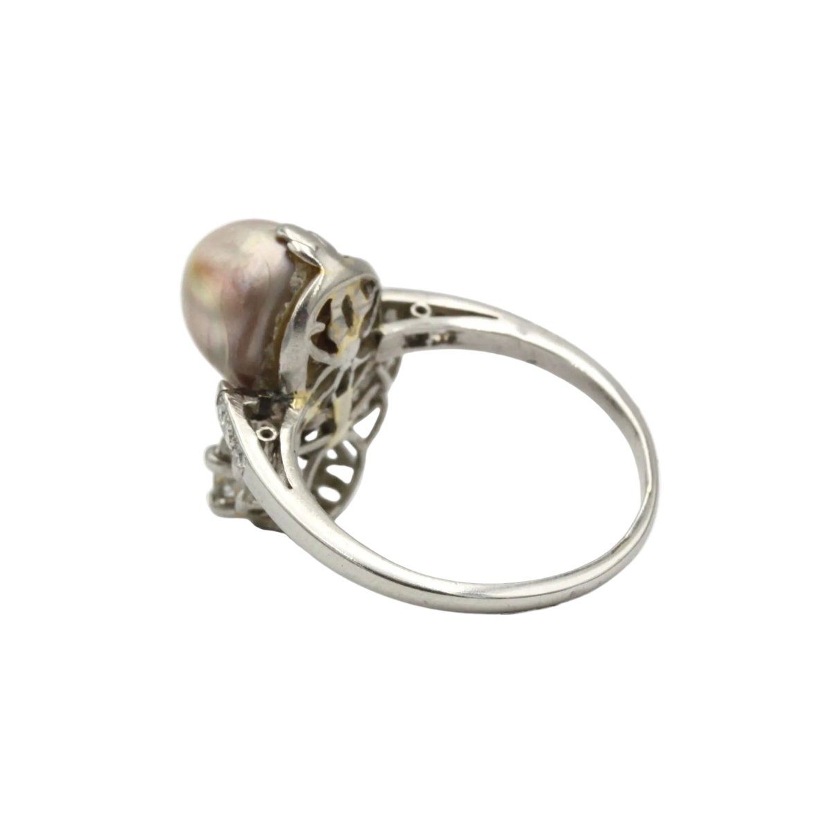 Bague Toi & Moi en platine, perle et diamants - Castafiore