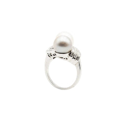 Bague Toi & Moi en platine, perles et diamants