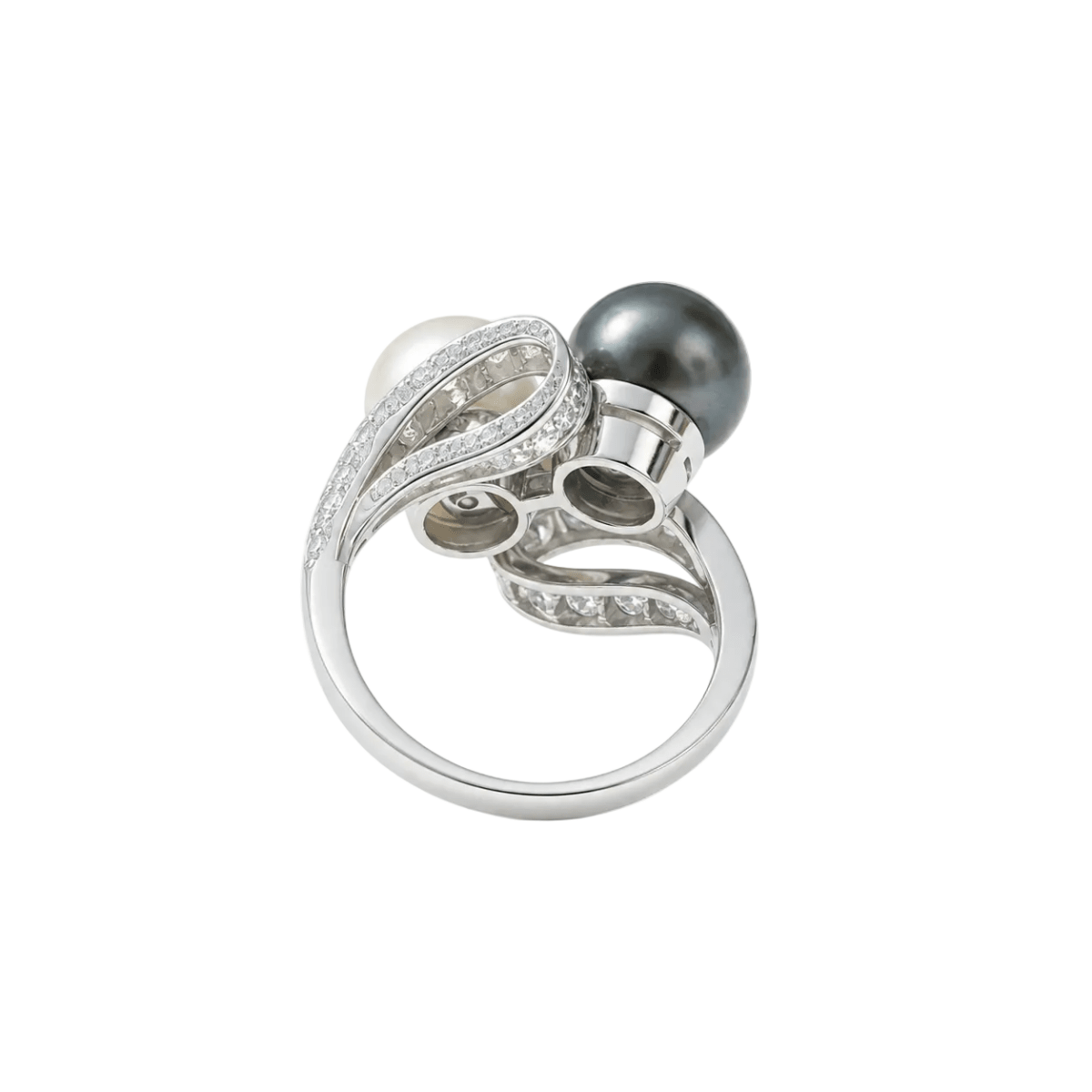 Bague Toi & Moi en platine, perles et diamants - Castafiore
