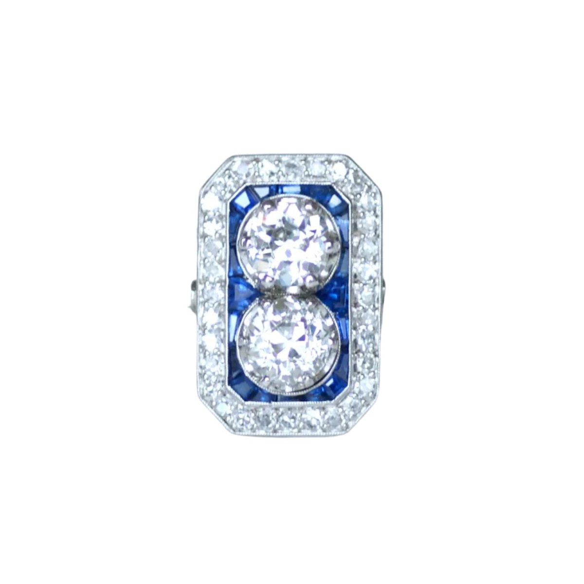 Bague Toi & Moi en platine, saphirs et diamants - Castafiore
