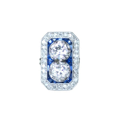 Bague Toi & Moi en platine, saphirs et diamants - Castafiore