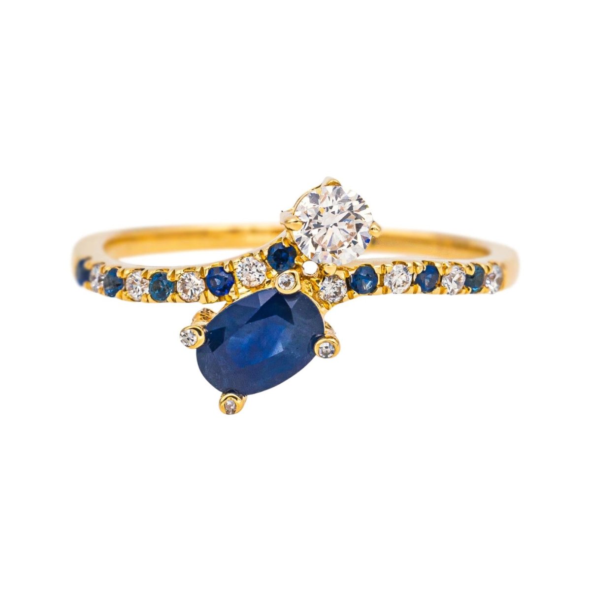 Bague Toi & Moi MAUBOUSSIN "Duo d'amour" en or jaune, saphir et diamants - Castafiore