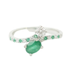 Bague Toi & Moi MAUBOUSSIN "Duo d'espérance" en or blanc, émeraudes et diamant - Castafiore