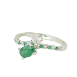 Bague Toi & Moi MAUBOUSSIN "Duo d'espérance" en or blanc, émeraudes et diamant - Castafiore