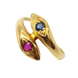 Bague Toi & Moi WEMPE en or jaune, saphir et rubis - Castafiore