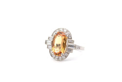 Bague topaze de 4,19cts et diamants en platine - Castafiore