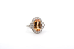 Bague topaze de 4,19cts et diamants en platine - Castafiore
