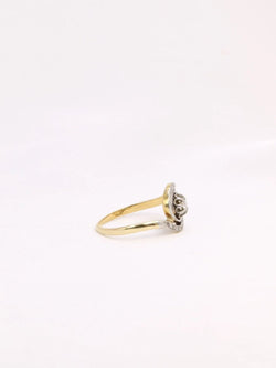 Bague tourbillon or platine diamants taille ancienne 0,10 ct - Castafiore