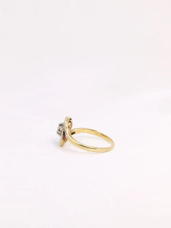Bague tourbillon or platine diamants taille ancienne 0,10 ct - Castafiore
