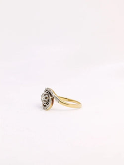 Bague tourbillon or platine diamants taille ancienne 0,10 ct - Castafiore