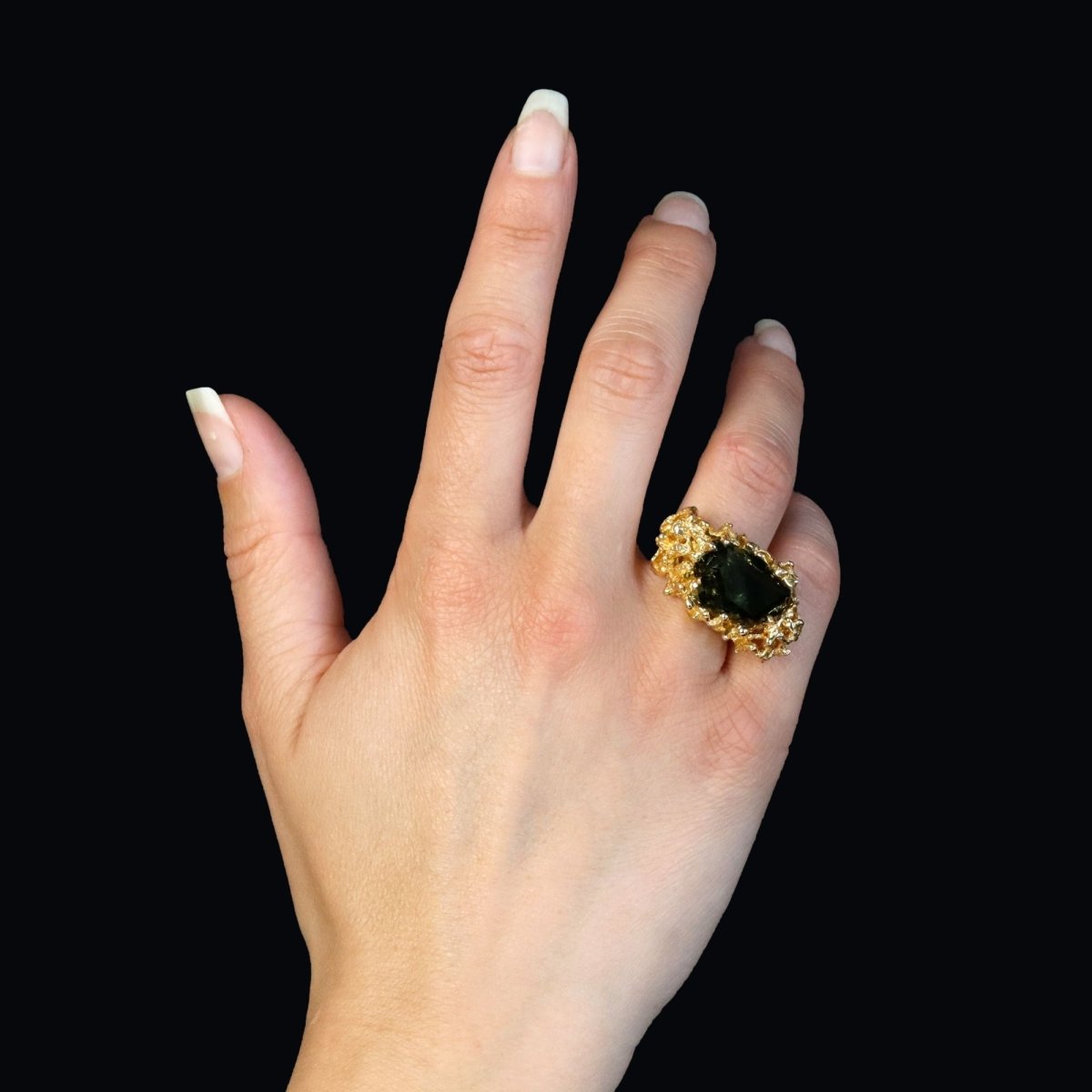 Bague tourmaline brute en or jaune - Castafiore