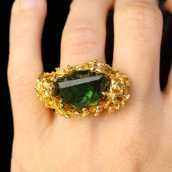 Bague tourmaline brute en or jaune - Castafiore