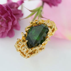 Bague tourmaline brute en or jaune - Castafiore
